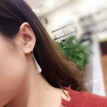 Vintage Pearl Long Drop Earrings