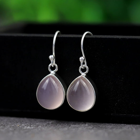 Natural Pink Crystal Drop Earrings