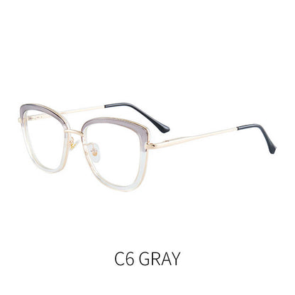 LUXYIN Splicing Cat Eye Clear Glasses -LUXYIN