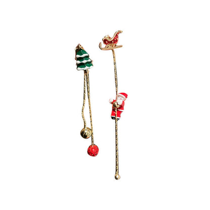 Christmas Stud Dangle Earring with Santa Claus, Xmas Gift - LUXYIN