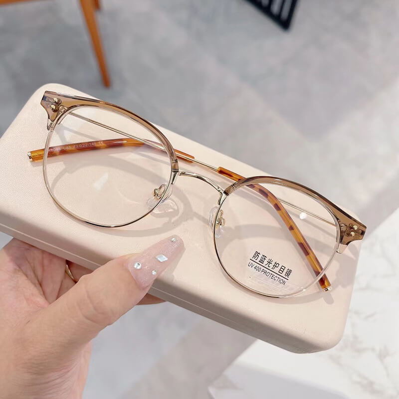 LUXYIN Tea Semi-rimless Glasses -LUXYIN