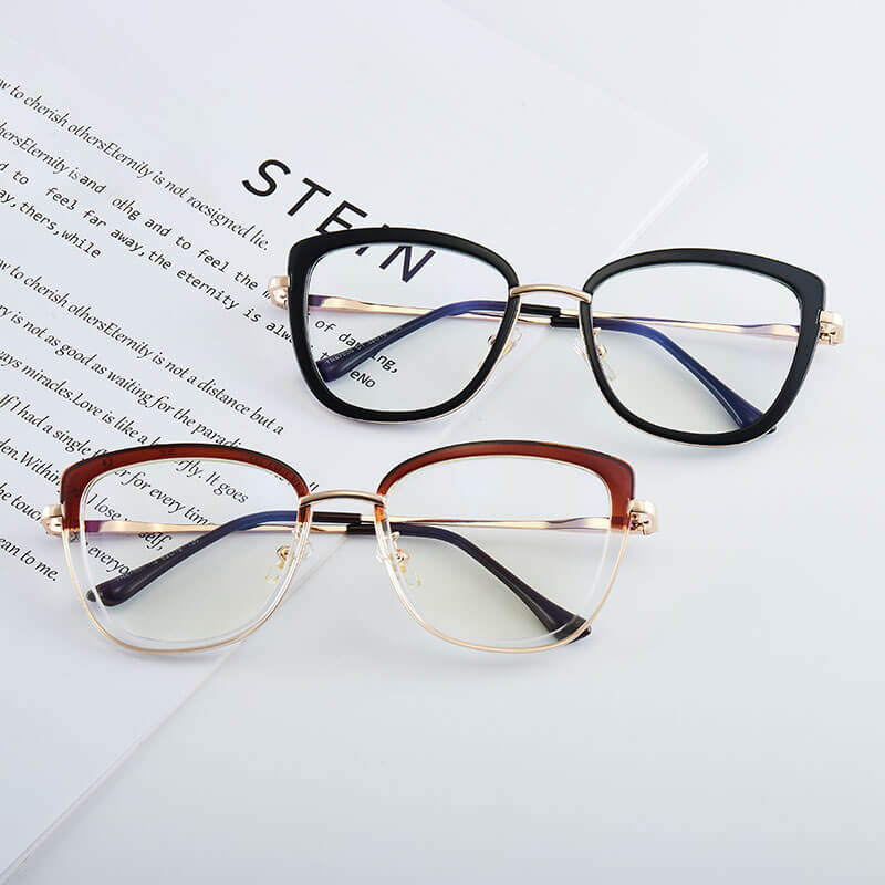 LUXYIN Splicing Cat Eye Clear Glasses