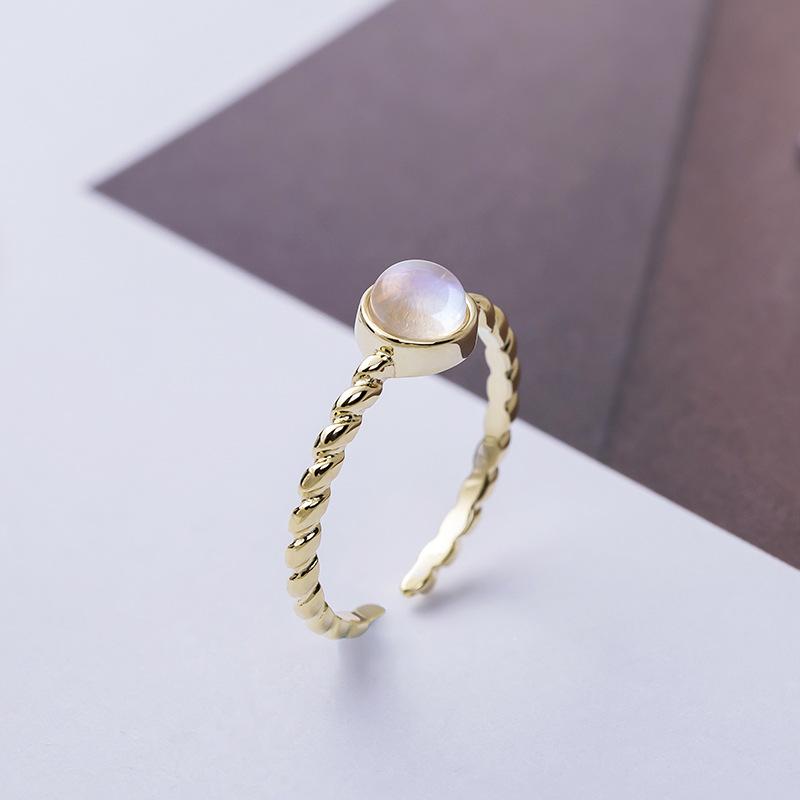 Delicate Moonstone Silver Ring