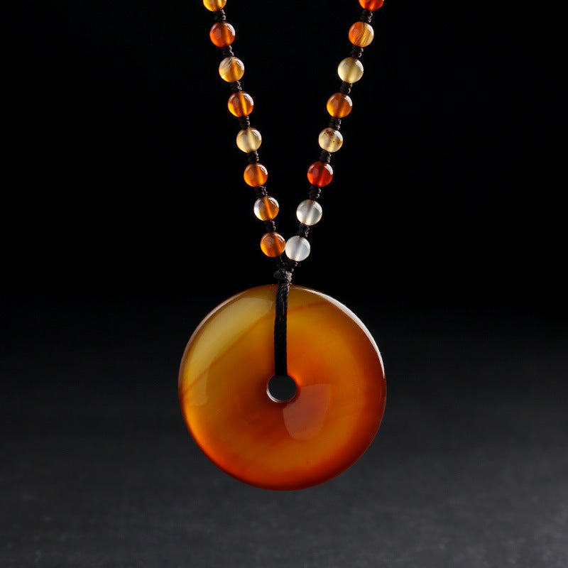 Carnelian Necklace With Circle Pendant