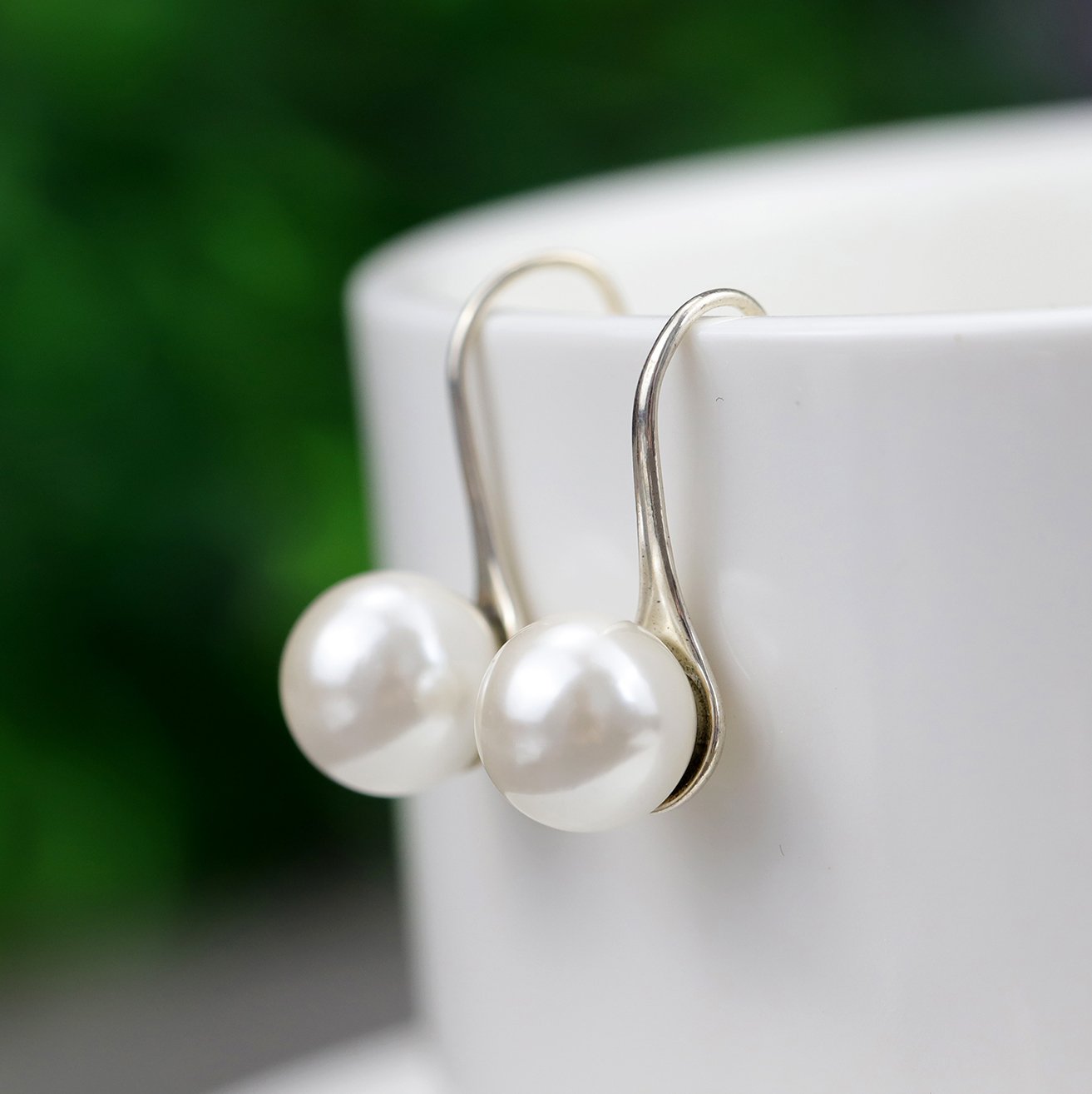 LUXYIN Pure Love Pearl Drop Earrings, Freshwater Pearl S925 Silver