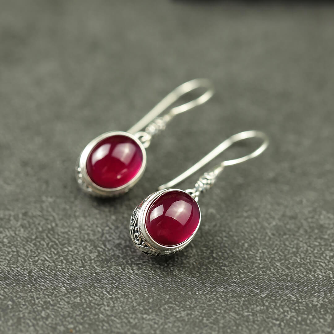 July Birthstone Ruby Vintage Drop Earrings