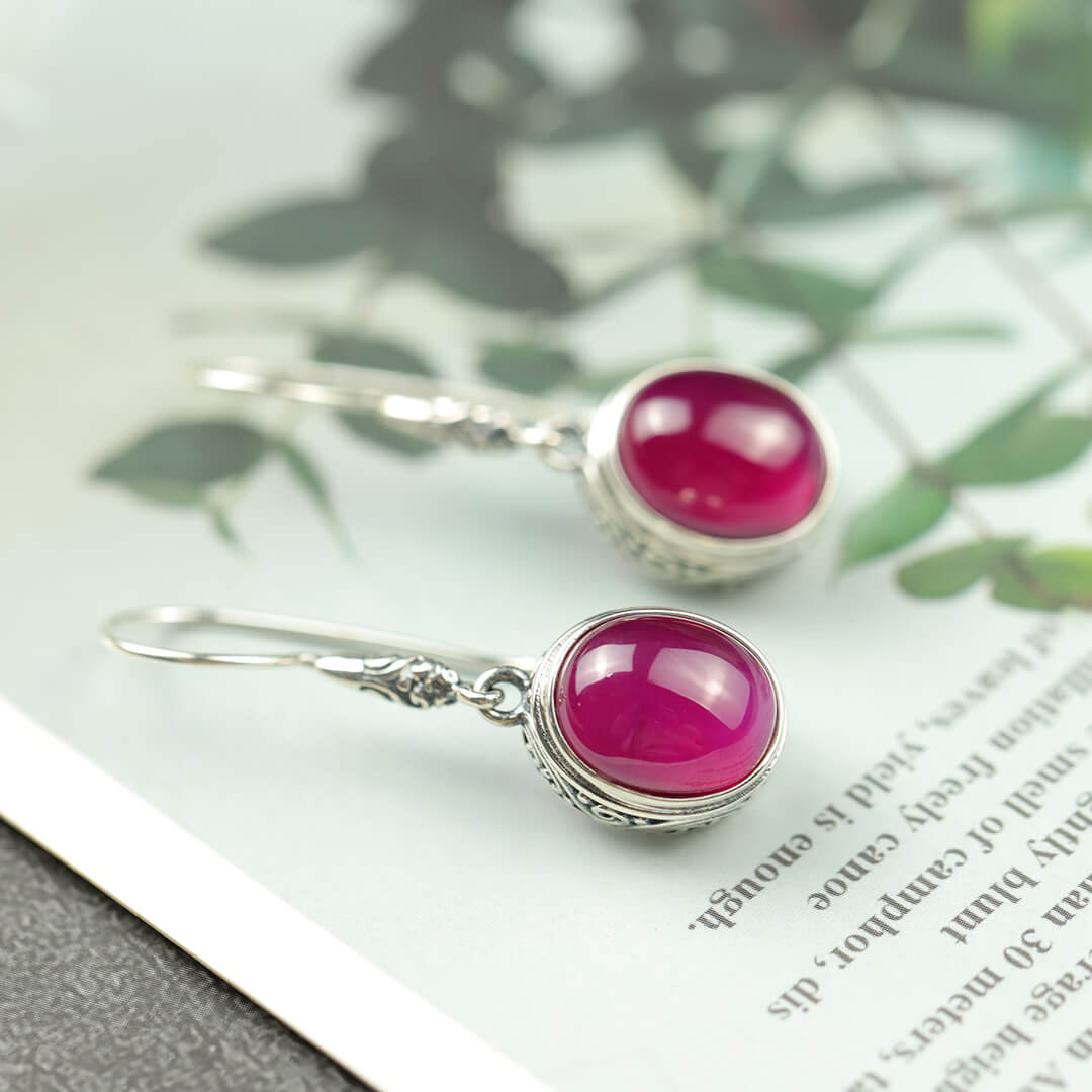 July Birthstone Ruby Vintage Drop Earrings