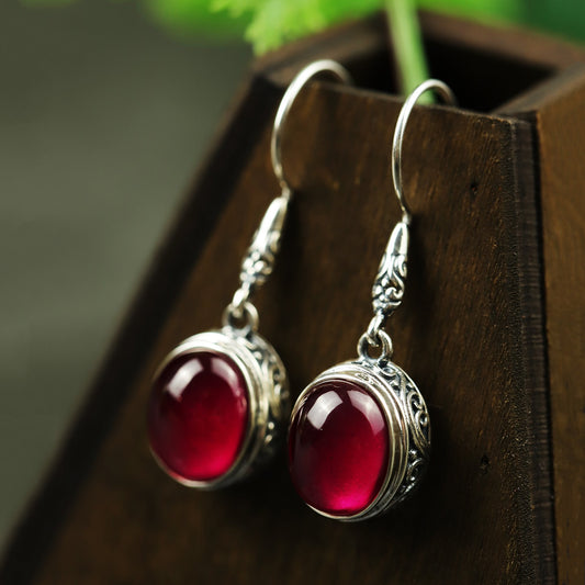 July Birthstone Ruby Vintage Drop Earrings