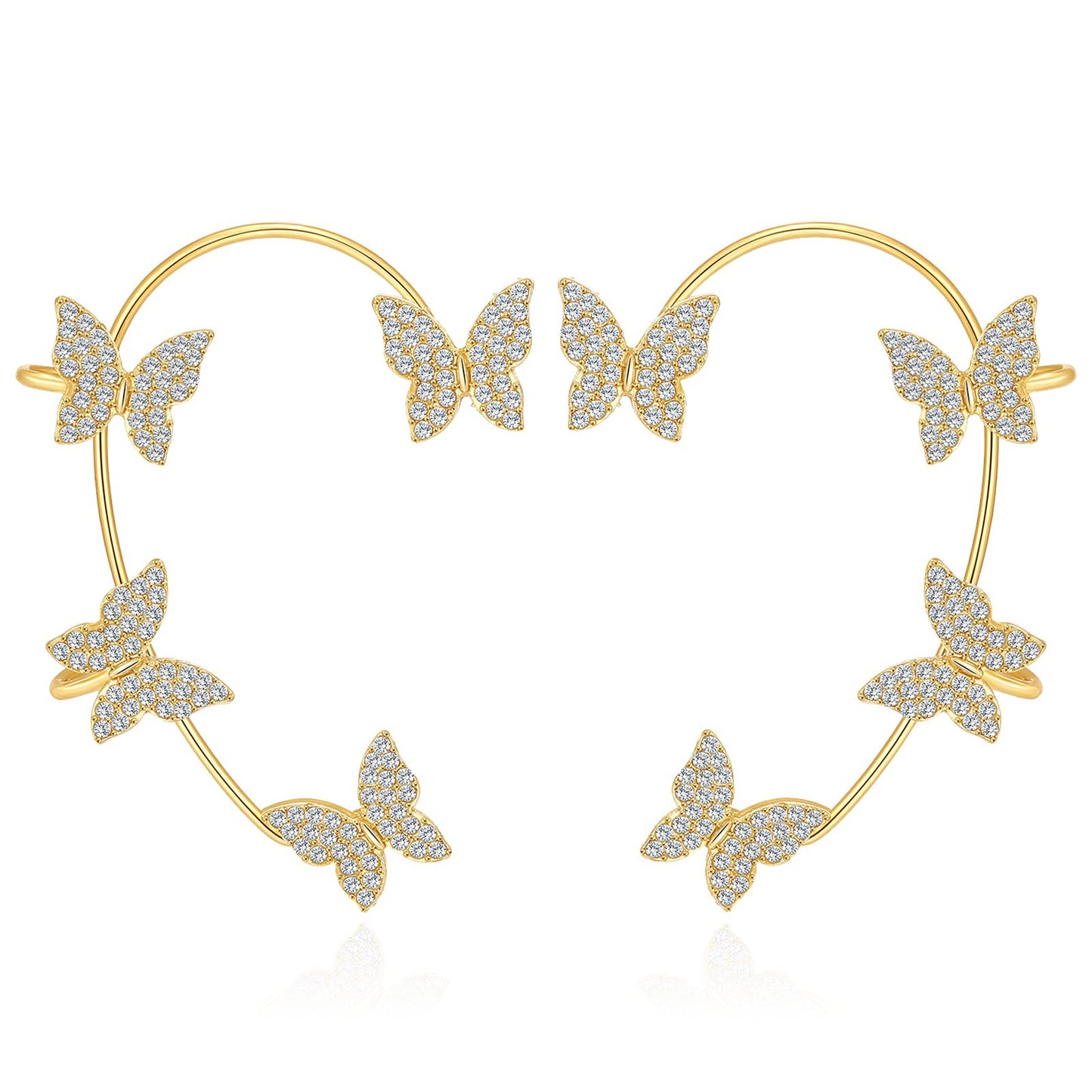 LUXYIN Four Butterfly Ear Cuff, Non Pierced Warp Earrings Style