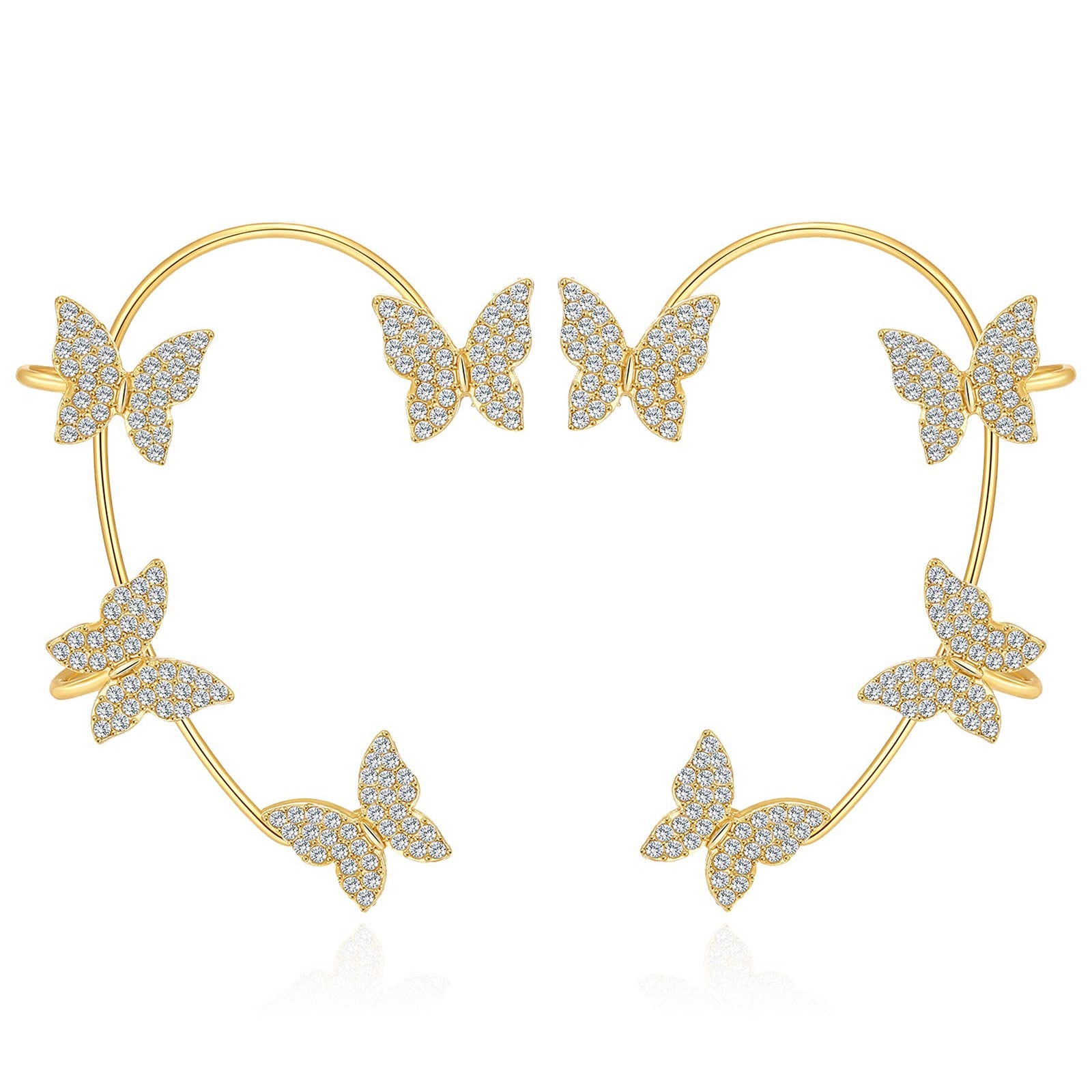 LUXYIN Four Butterfly Ear Cuff, Non Pierced Warp Earrings Style