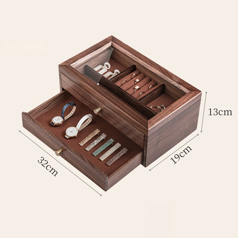 Vintage Wood Jewelry Box Organizer With Drawers -LUXYIN JEWELRY