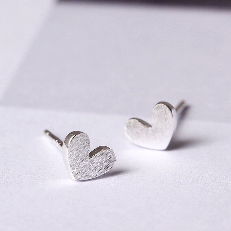 S925 Silver Heart Stud Earrings