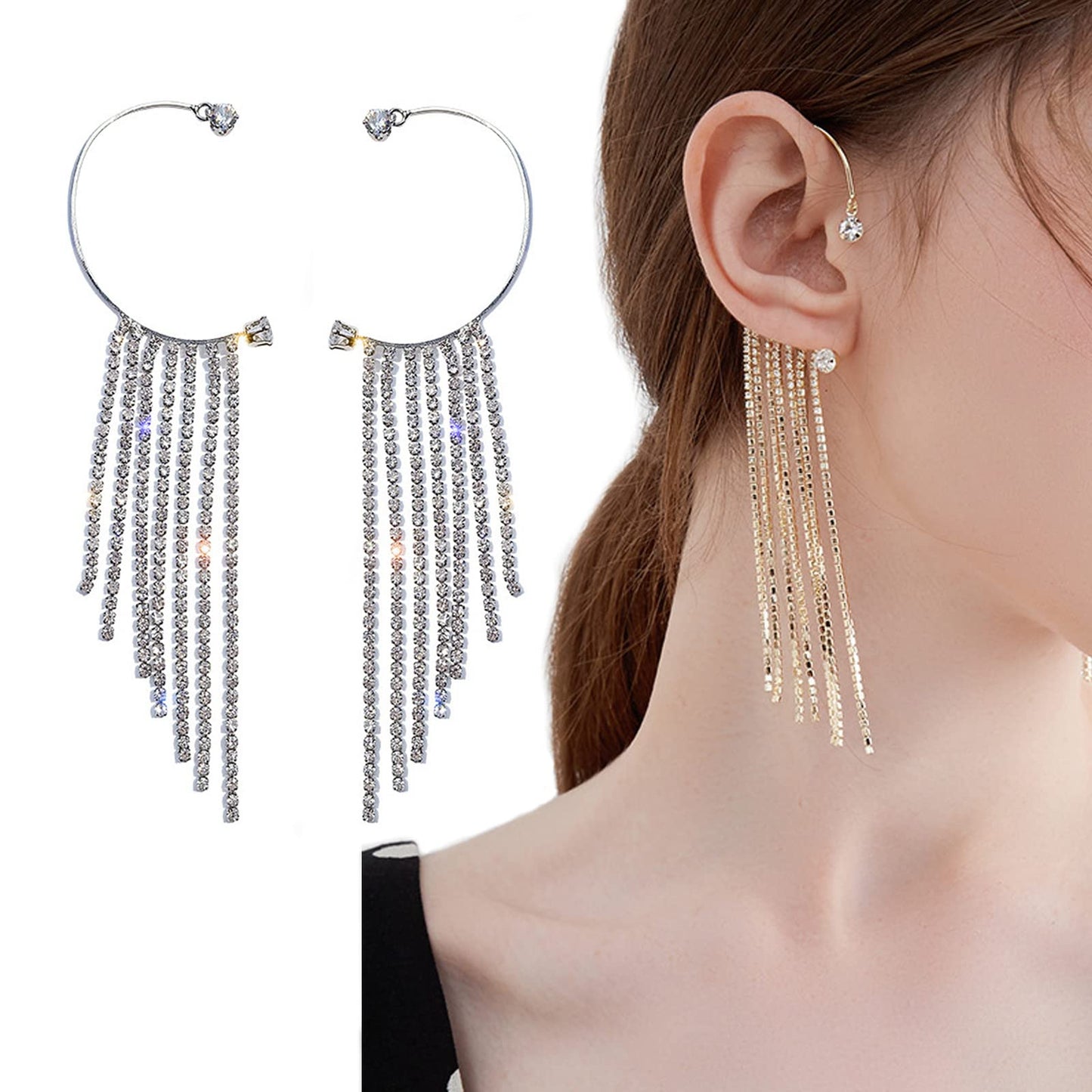 LUXYIN | Long Chain Tassels Ear Cuffs , Non Pierced Earring Style