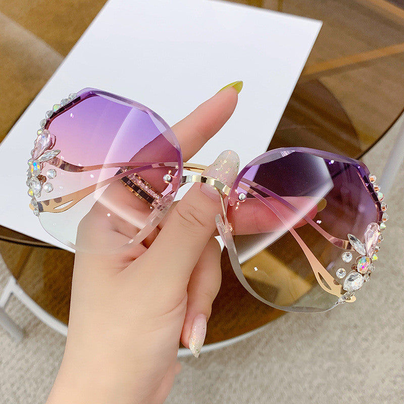 LUXYIN Anti-UV Rhinestone Light Weight Durable Rimless Daily Sunglasses -LUXYIN