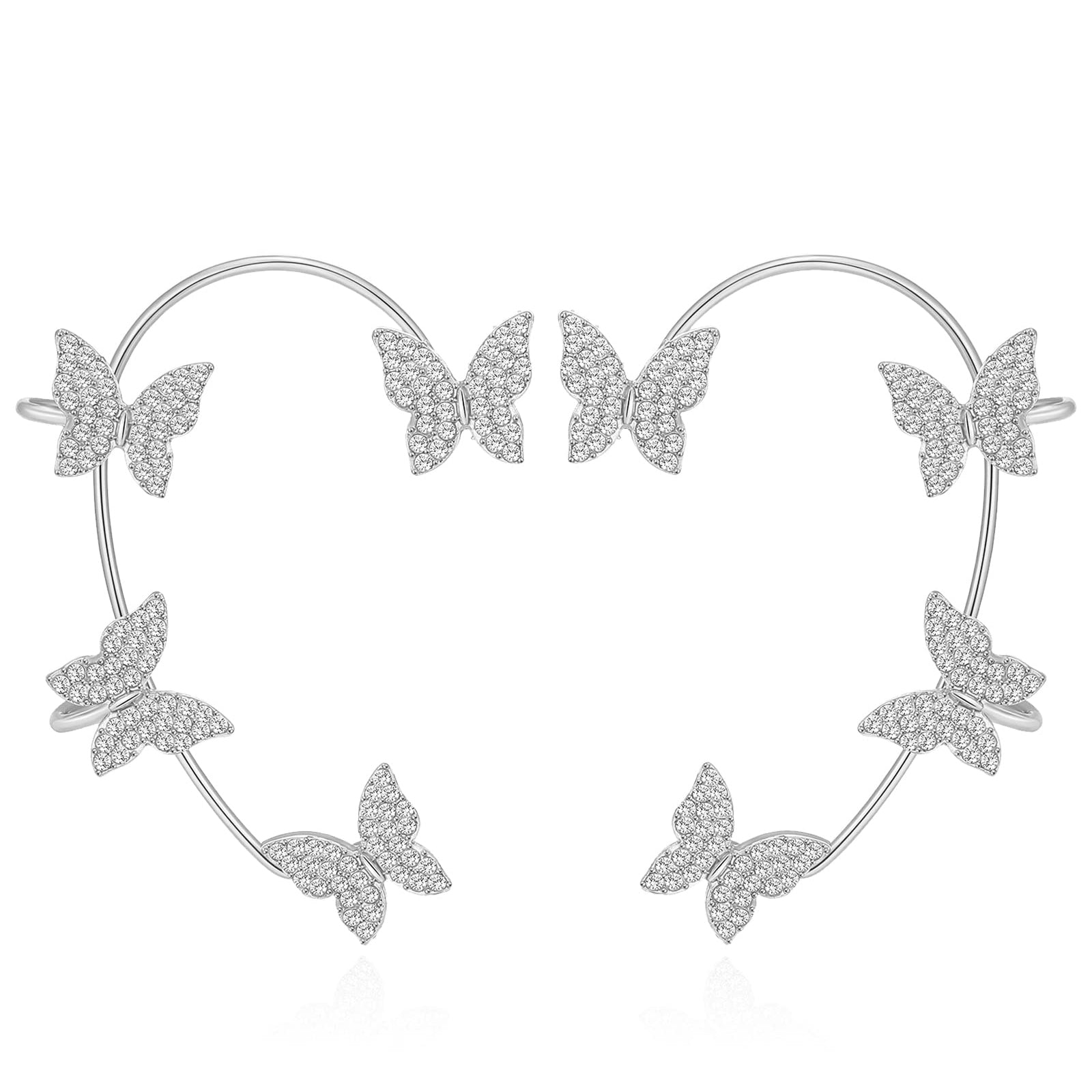 LUXYIN Four Butterfly Ear Cuff, Non Pierced Warp Earrings Style