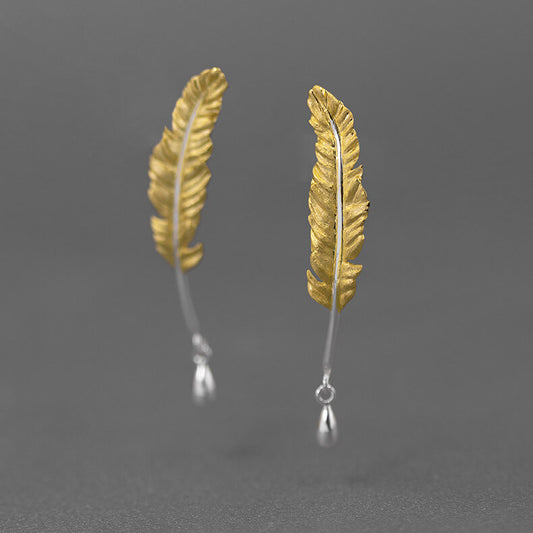 Handmade Goose Quill Silver Stud Earrings