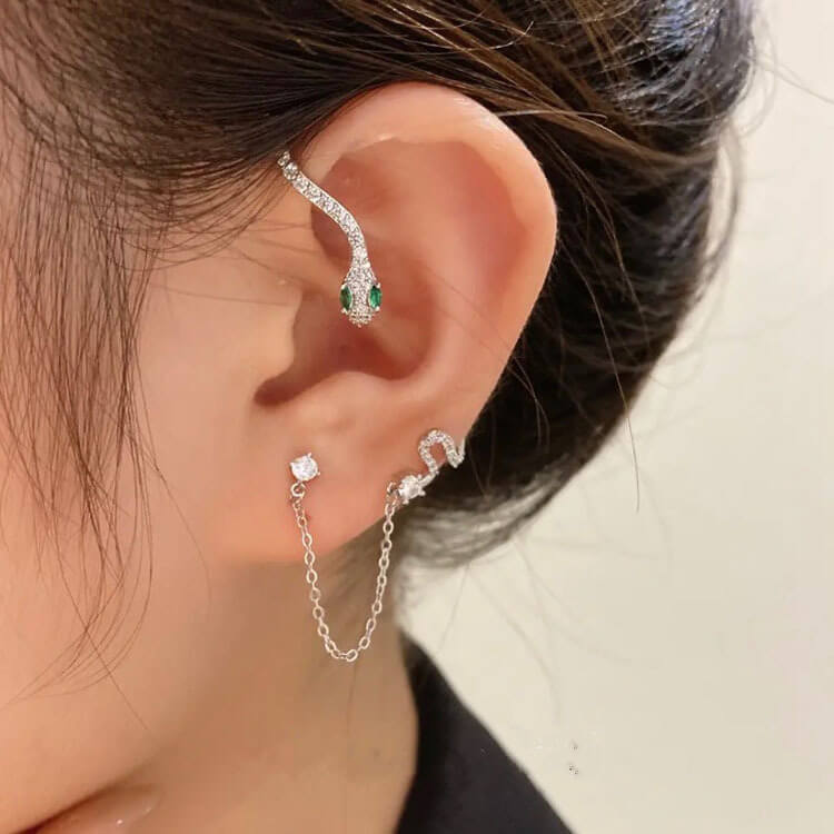 Snake Ear Cuffs Stud Earrings, Non-pierced Clip Earrings - LUXYIN