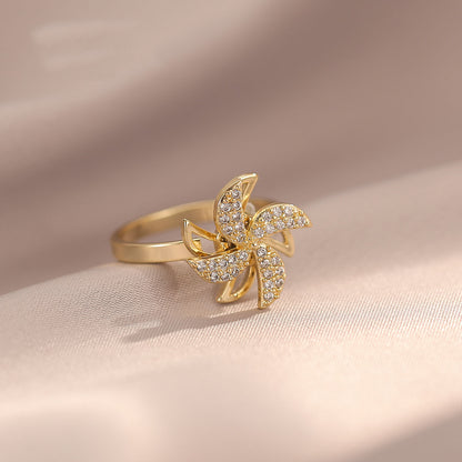 Rotating Windmill Open Ring