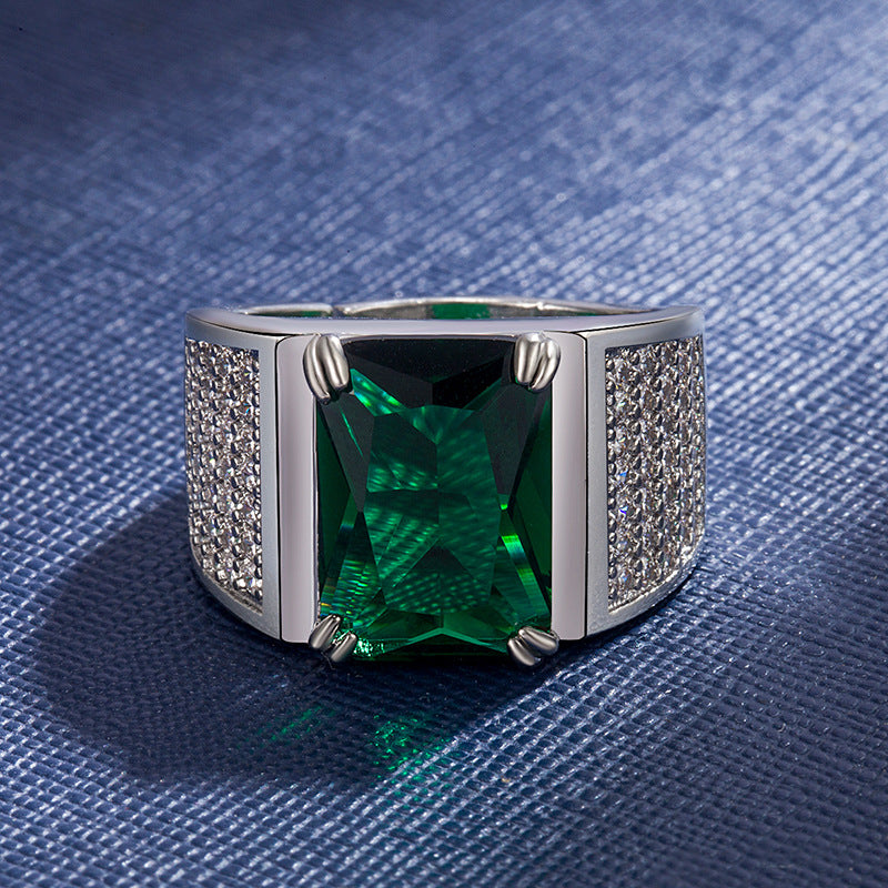 Natural Green Crystal Wedding rings for Men Sale Online - LUXYIN