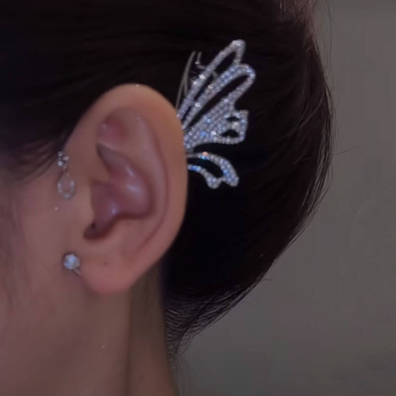 Butterfly Wing Ear Cuff Non Pierced Clip Earrings - LUXYIN 