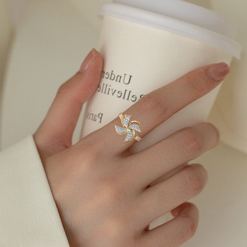 Rotating Windmill Open Ring - LUXYIN
