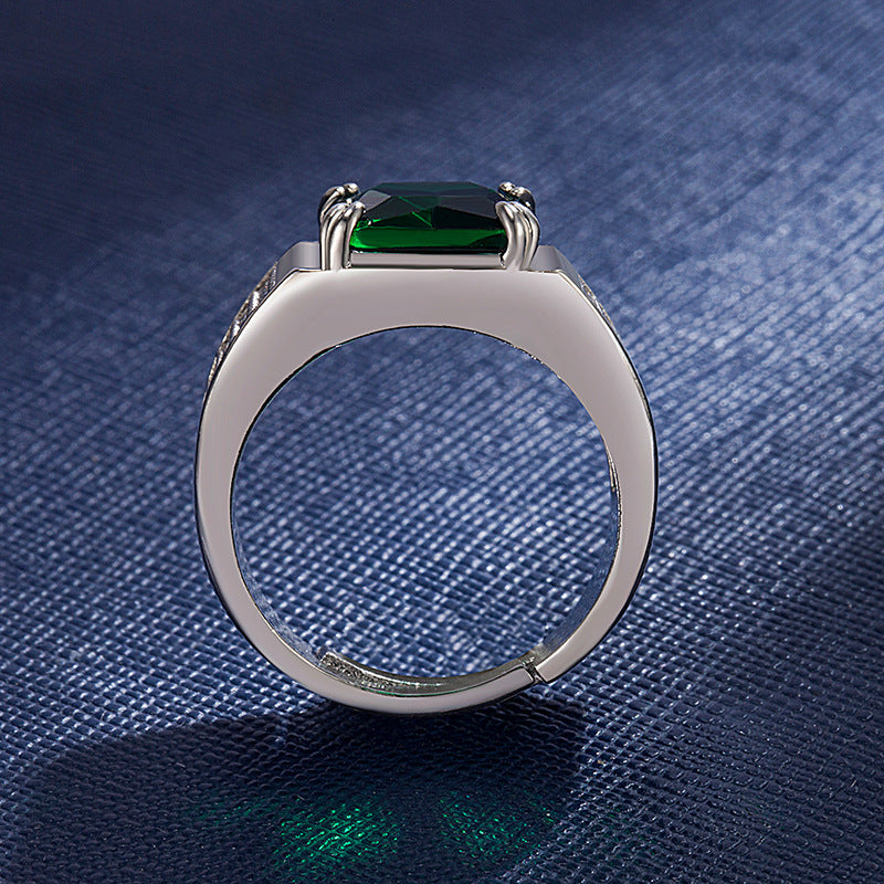 Natural Green Crystal Wedding rings for Men Sale Online - LUXYIN