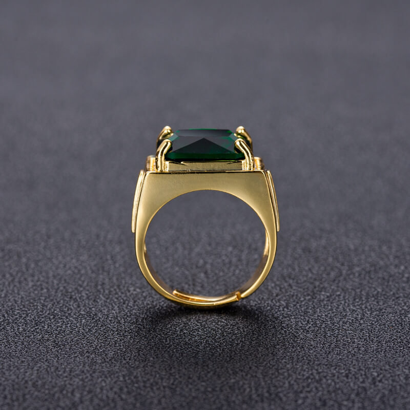 Luxyin Emerald Crystal Open Ring for Men