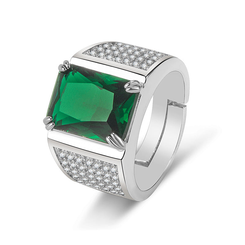 Natural Green Crystal Wedding rings for Men Sale Online - LUXYIN