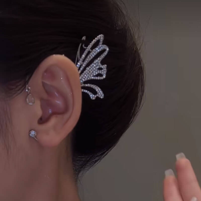 Butterfly Wing Ear Cuff Non Pierced Clip Earrings - LUXYIN 