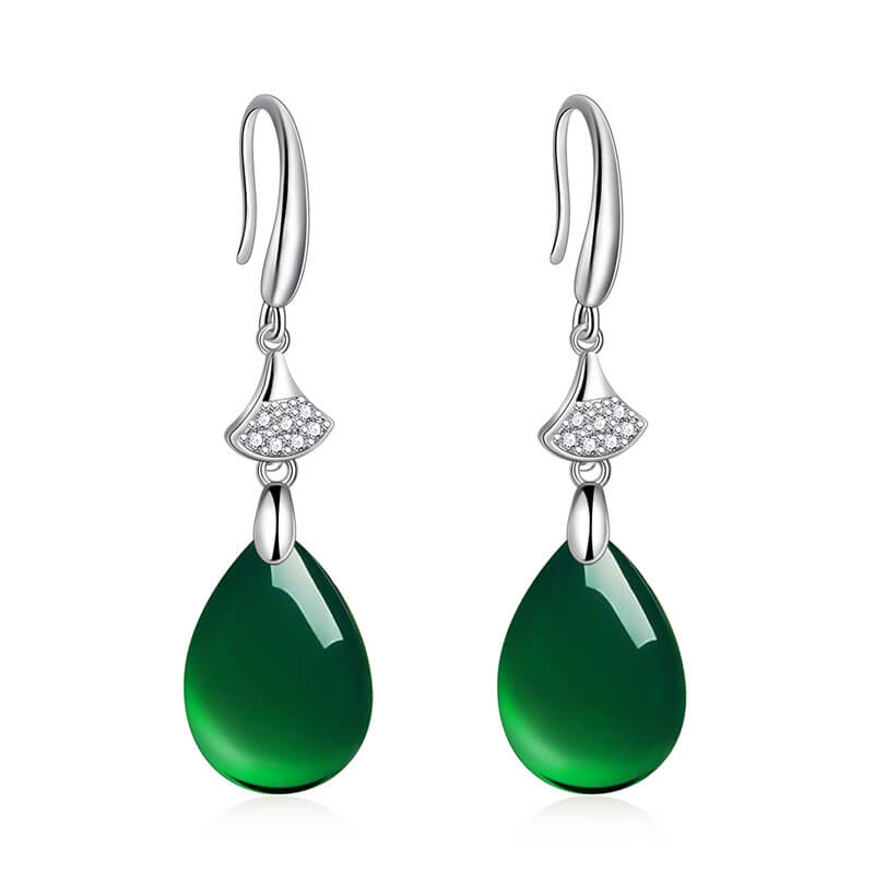 LUXYIN | Green Agate Drop Earrings, Natural Jade Dangle Earrings