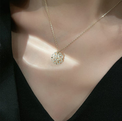 Lovely Heart Foldable Necklace, Clover Magnet Pendant Chain